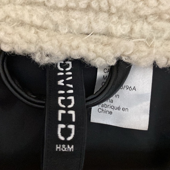 Zara H&M NWOT Biker Moto Sherpa Fur Leather Insulated Jacket Oversized Bloggers - Picture 13 of 16